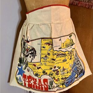 Vintage Texas Souvenir Half Apron Cowboy Kitchen State Map